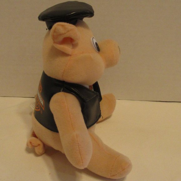Harley Davidson Motorcycle Vintage 1998 NWT Black Red Peach Graphic Plush Hog - Picture 2 of 7